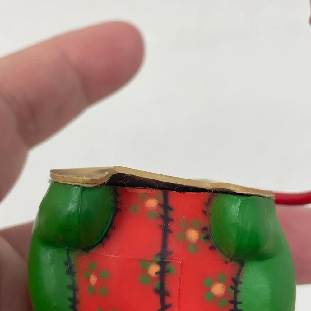Vintage Mouse Christmas Ornament Red Green Floral Pattern Retro Whimsical Decor